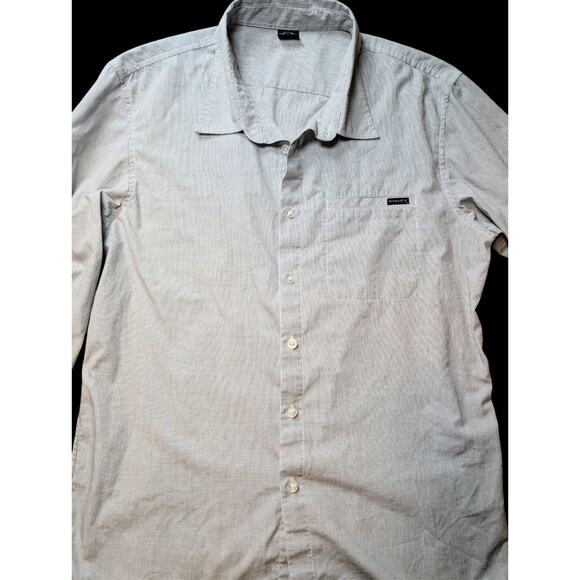 Oakley Mens M Button Down Shirt Checkered Black White Casual Long Sleeve - Picture 2 of 7